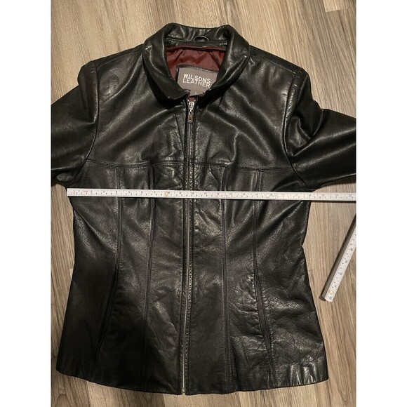 Wilsons Leather Womens Black Leather Jacket Coat Sz L Long Sleeve Pockets 90’s - Picture 7 of 15
